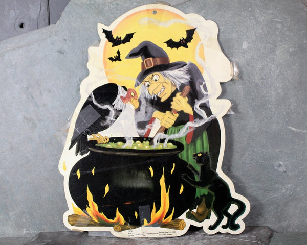 Vintage 9" Cardboard Halloween Decorations | Set of 3 | 1970s/80s Halloween | Halloween Witch & Jack-O-Lantern | Kids' Halloween Decor