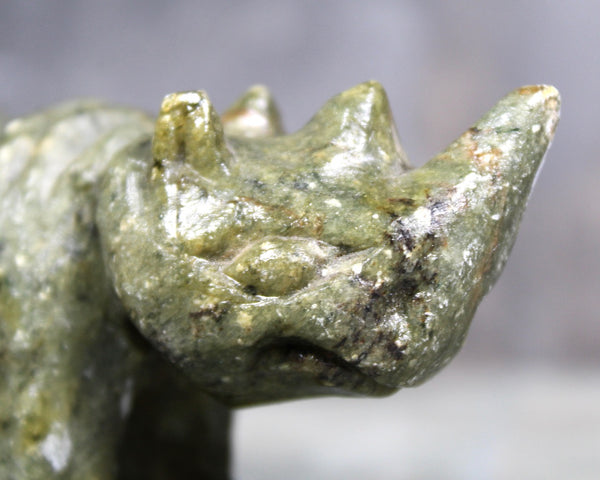 Hand Carved Stone Rhinoceros | Collectible Stone Figurine | Carved Stone Rhino