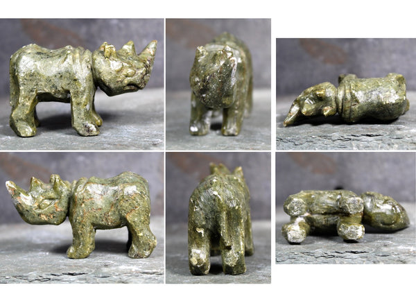 Hand Carved Stone Rhinoceros | Collectible Stone Figurine | Carved Stone Rhino