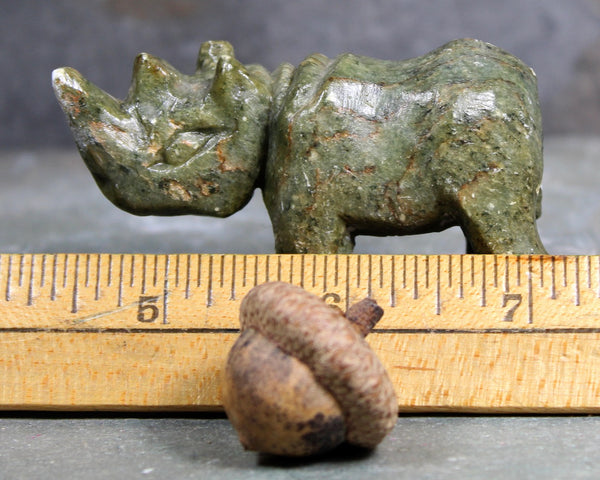 Hand Carved Stone Rhinoceros | Collectible Stone Figurine | Carved Stone Rhino