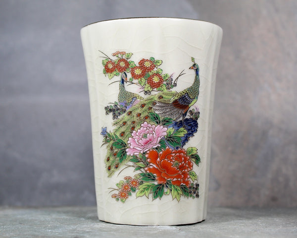 Vintage Peacock Vase | Vintage Japanese Porcelain Peacock Vase | Bixley Shop