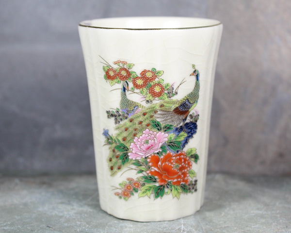 Vintage Peacock Vase | Vintage Japanese Porcelain Peacock Vase | Bixley Shop