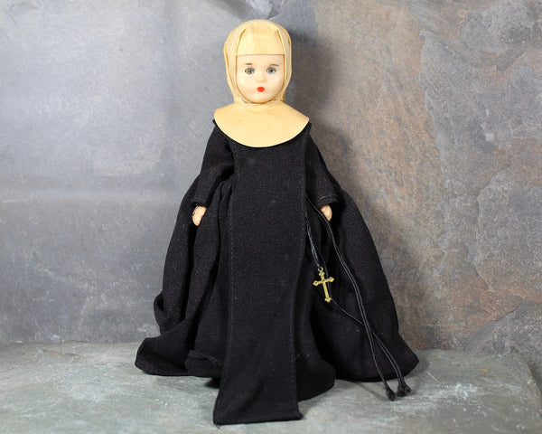 Vintage Sleepy Eyed Nun Doll | Blue Eyed Nun With Chiffon Habit | Bixley Shop