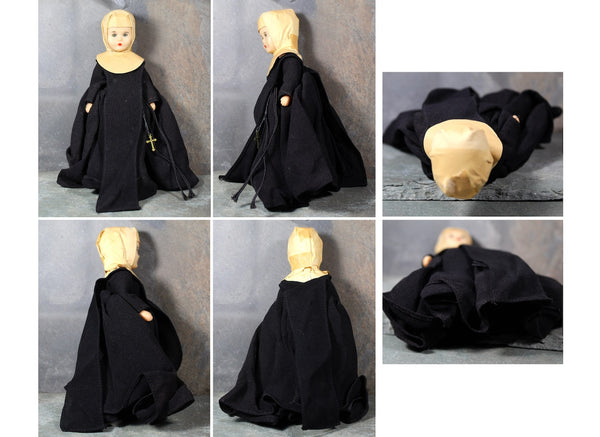 Vintage Sleepy Eyed Nun Doll | Blue Eyed Nun With Chiffon Habit | Bixley Shop