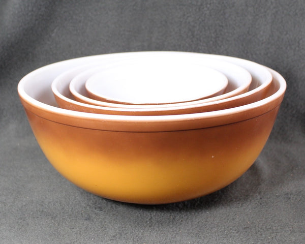 RARE Vintage Orchard Pyrex Mixing Bowls 401, 402, 403, & 404 | Orange and Brown Ombre Bowls | Bixley Shop