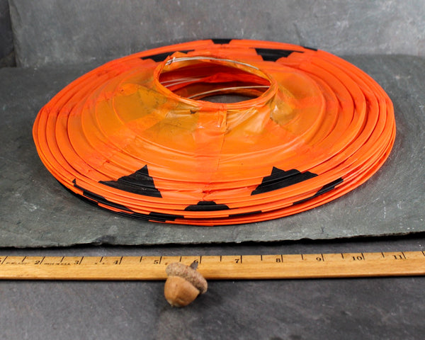 RARE Vintage Outdoor Accordion Pumpkin Lantern Shades Set of 2 | Collapsible Plastic Pumpkin Lanterns | Halloween Decor | Vintage Halloween