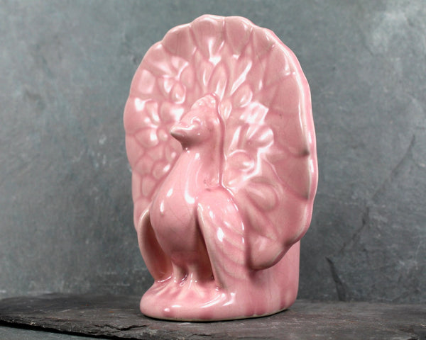 Peacock Planter | Vintage Pink Peacock Ceramic Planter | Vintage American Pottery | Small Planter | Bixley Shop