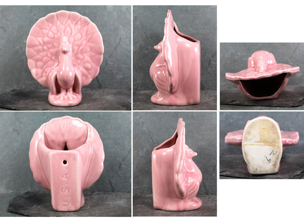 Peacock Planter | Vintage Pink Peacock Ceramic Planter | Vintage American Pottery | Small Planter | Bixley Shop
