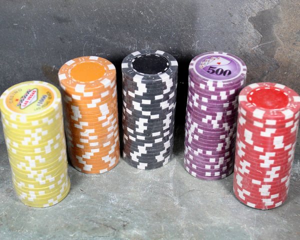 Stack of 25 Poker Chips | Your Choice of Color | Vintage Las Vegas | Heavy Resin Poker Chips