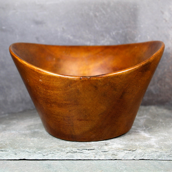 Vintage Mid-Century Carved Wooden Bowl | David Auld Style Small Wooden Bowl | Scandinavian Style Solid Wooden Bowl  | Bixley Shop