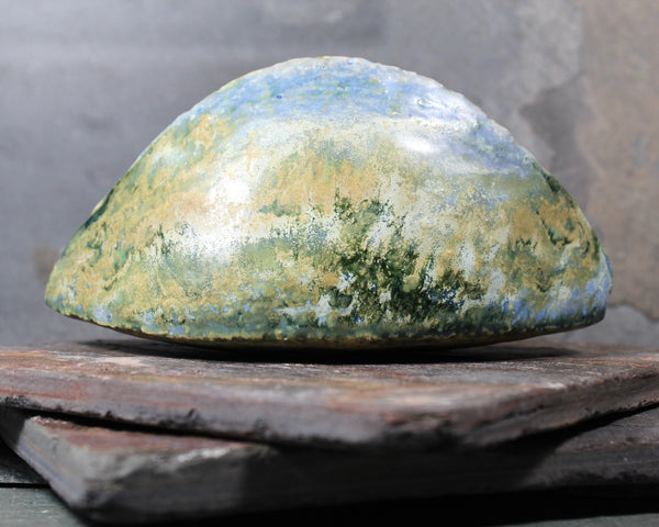 Seed Pod Sculpture | Art Sculpture | Hand Glazed Blue/Grey/Green Seed Pod