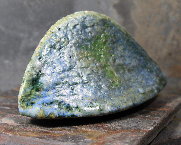 Seed Pod Sculpture | Art Sculpture | Hand Glazed Blue/Grey/Green Seed Pod