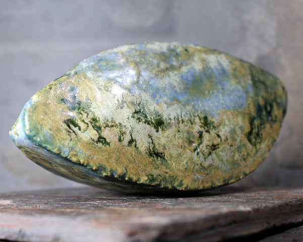 Seed Pod Sculpture | Art Sculpture | Hand Glazed Blue/Grey/Green Seed Pod