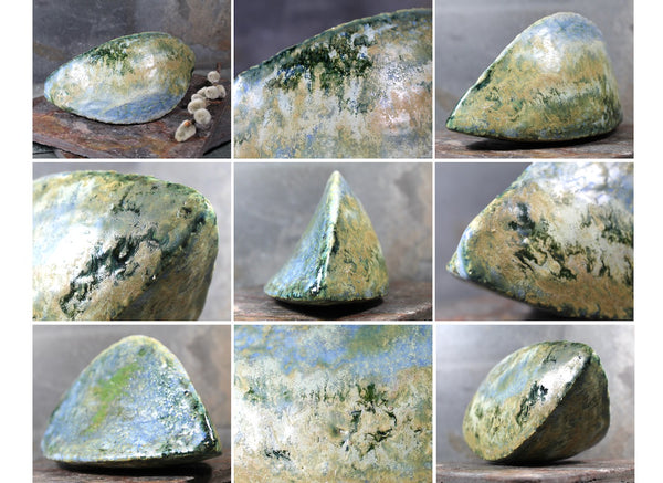 Seed Pod Sculpture | Art Sculpture | Hand Glazed Blue/Grey/Green Seed Pod