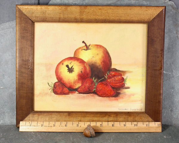 Original, Signed Oil Paintings Your Choice of Apple or Tomatoes | Lillian Slayter Artist | 11.5"x10.25" Wooden Frames | Bixley Shop