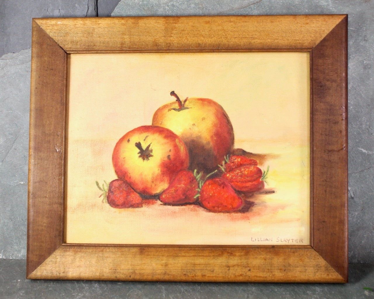 Original, Signed Oil Paintings Your Choice of Apple or Tomatoes | Lillian Slayter Artist | 11.5"x10.25" Wooden Frames | Bixley Shop