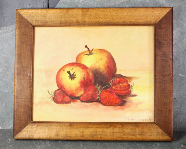 Original, Signed Oil Paintings Your Choice of Apple or Tomatoes | Lillian Slayter Artist | 11.5"x10.25" Wooden Frames | Bixley Shop