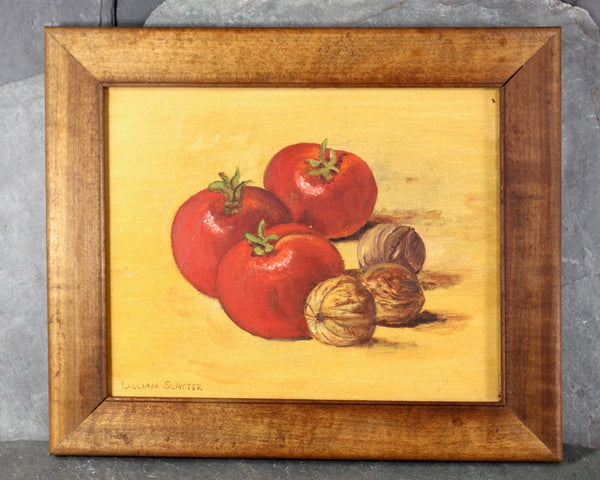Original, Signed Oil Paintings Your Choice of Apple or Tomatoes | Lillian Slayter Artist | 11.5"x10.25" Wooden Frames | Bixley Shop