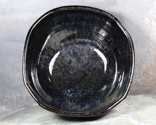 Studio Pottery Trinket Bowl | 5" New England Pottery Trinket Bowl | Art Pottery Black Colored Stoneware Bowl | Bixley Shop