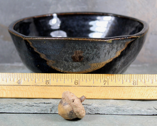 Studio Pottery Trinket Bowl | 5" New England Pottery Trinket Bowl | Art Pottery Black Colored Stoneware Bowl | Bixley Shop