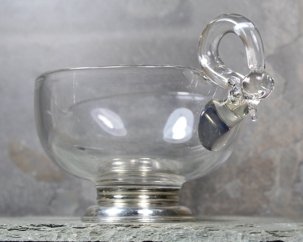 Vintage Swan Gravy Boat with Sterling Silver Base | Glass Gravy Boat | Similar to Duncan & Miller Swans | Bixley Shop