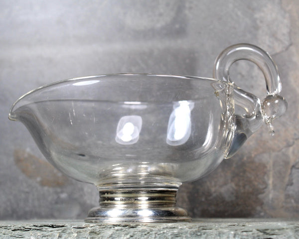 Vintage Swan Gravy Boat with Sterling Silver Base | Glass Gravy Boat | Similar to Duncan & Miller Swans | Bixley Shop