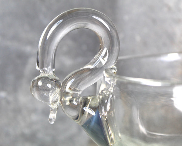 Vintage Swan Gravy Boat with Sterling Silver Base | Glass Gravy Boat | Similar to Duncan & Miller Swans | Bixley Shop