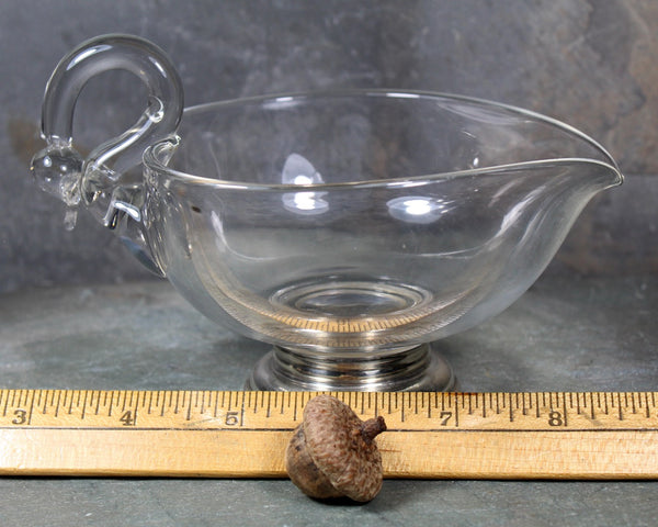 Vintage Swan Gravy Boat with Sterling Silver Base | Glass Gravy Boat | Similar to Duncan & Miller Swans | Bixley Shop