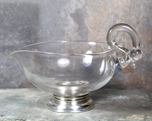 Vintage Swan Gravy Boat with Sterling Silver Base | Glass Gravy Boat | Similar to Duncan & Miller Swans | Bixley Shop