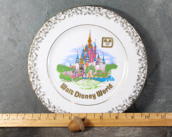 Vintage Walt Disney World Souvenir Plate | Full-Color WDW Cinderella's Castle Plate | Made in Japan | Circa 1970s | Bixley Shop