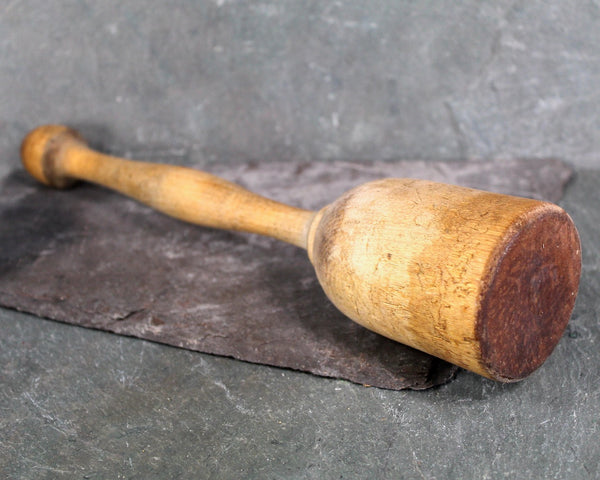 Set of 7 Antique Kitchen Tools | Wooden Masher, Garlic Press, Bottle Opener, File, Wooden Spoon, Metal Masher, Spindle | Vintage Kitchen
