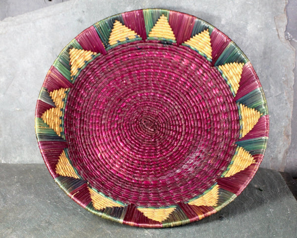 Vintage Woven Reed Basket | Colorful Fruit Basket | Cottagecore Basket | Bixley Shop
