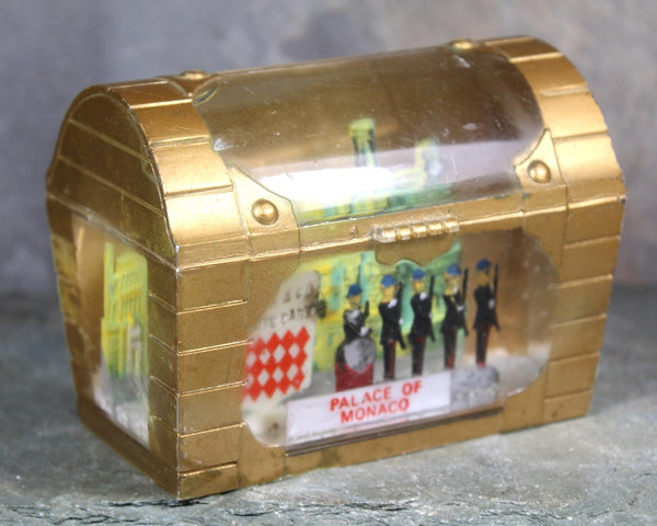 RARE! Vintage Monaco Souvenir Snow Globe | 1970s Monaco Treasure Chest Snow Globe | Monte Carlo Slow Globe | Bixley Shop
