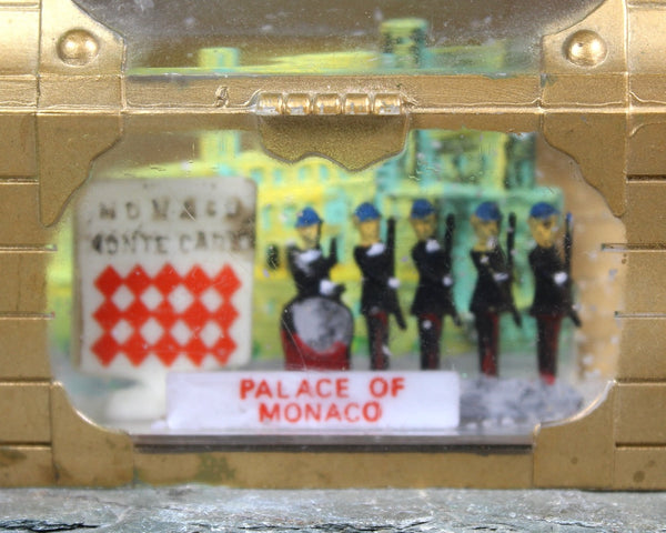 RARE! Vintage Monaco Souvenir Snow Globe | 1970s Monaco Treasure Chest Snow Globe | Monte Carlo Slow Globe | Bixley Shop