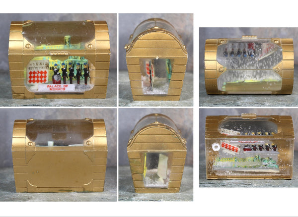 RARE! Vintage Monaco Souvenir Snow Globe | 1970s Monaco Treasure Chest Snow Globe | Monte Carlo Slow Globe | Bixley Shop