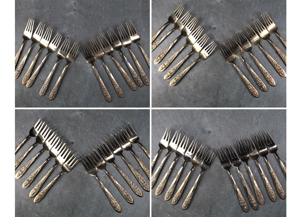 145 Piece Bronze Flatware from Thailand - Twelve 11 Piece Place Settings Plus 14 Serving Items - In Wooden Case with Velvet Lining