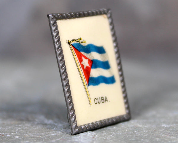 1890s Sweet Carporal Premium | Folding Frame Cuba with Cuban Flag | Lapel Pin | Square Pin