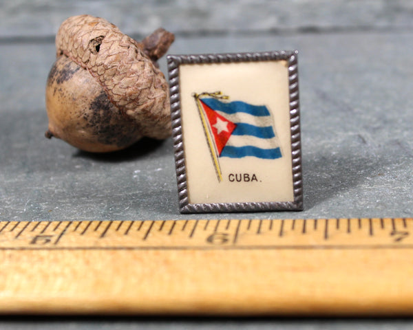 1890s Sweet Carporal Premium | Folding Frame Cuba with Cuban Flag | Lapel Pin | Square Pin