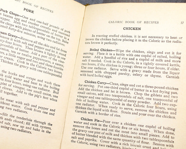 Caloric Book of Recipes, 1912 Antique Promotional & Instruction Cookbook for the Caloric Fireless Cookstove