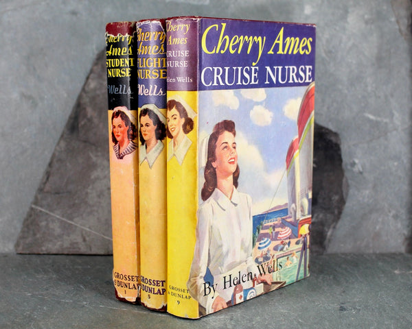 Cherry Ames Set of 3 Vintage Children's Novels including #1 Student Nurse, #5 Flight Nurse, and #9 Cruise Nurse