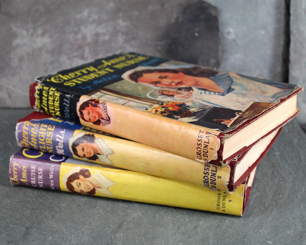 Cherry Ames Set of 3 Vintage Children's Novels including #1 Student Nurse, #5 Flight Nurse, and #9 Cruise Nurse