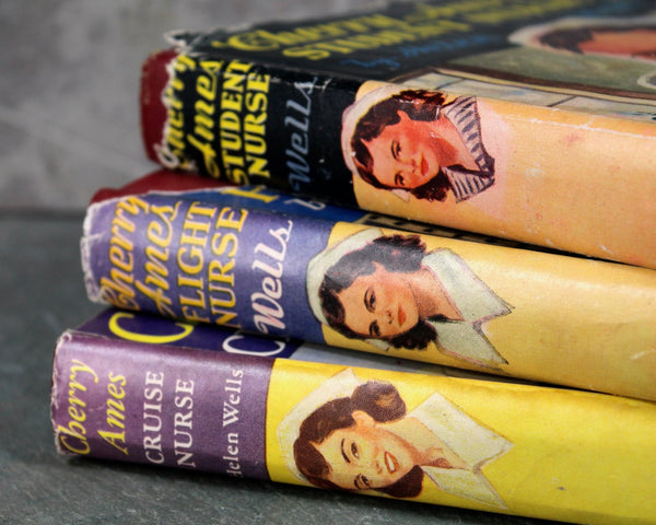 Cherry Ames Set of 3 Vintage Children's Novels including #1 Student Nurse, #5 Flight Nurse, and #9 Cruise Nurse