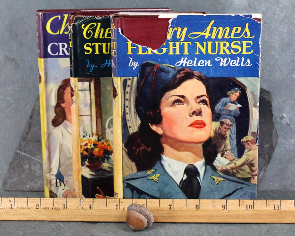 Cherry Ames Set of 3 Vintage Children's Novels including #1 Student Nurse, #5 Flight Nurse, and #9 Cruise Nurse