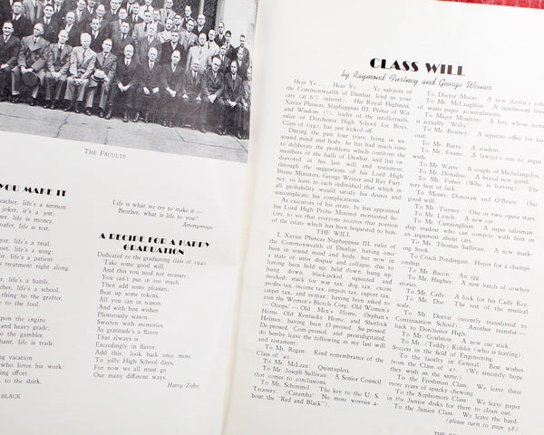 RARE! 1941 High School Yearbook - Red & Black - Dorchester Massachusetts, Dorchester High School for Boys 1941