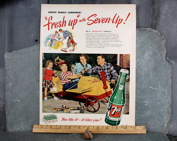 1949 Seven-Up Soda Advertisement | UNFRAMED Vintage Advertising Page | 1949 Pop Culture Ad | Post World War II Ad