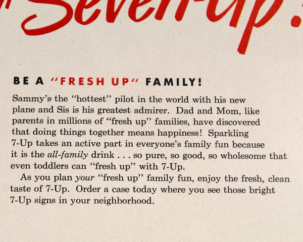 1949 Seven-Up Soda Advertisement | UNFRAMED Vintage Advertising Page | 1949 Pop Culture Ad | Post World War II Ad