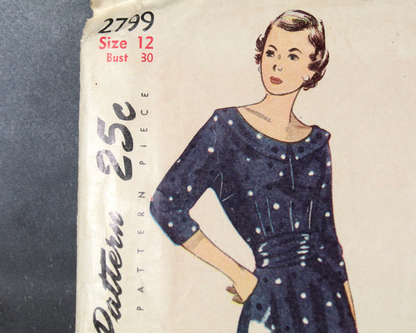 1949 Simplicity #2799 Blouse Pattern | Size 12, Bust 30" | Cut, Complete Pattern