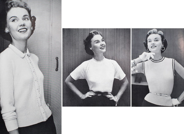 1954 Bernat Handicrafter #43: Sweaters & Cardigans in Precious Fibers - Vintage Knitwear Pattern Book - 1950s Fashion