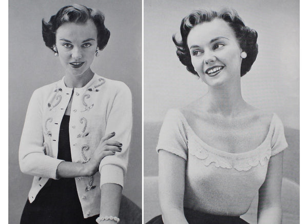 1954 Bernat Handicrafter #43: Sweaters & Cardigans in Precious Fibers - Vintage Knitwear Pattern Book - 1950s Fashion