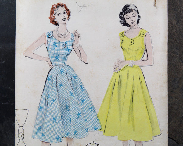 1950s Butterick #6574 Dress Pattern | Size 14/Bust 32" | COMPLETE Cut Pattern in Original Envelope